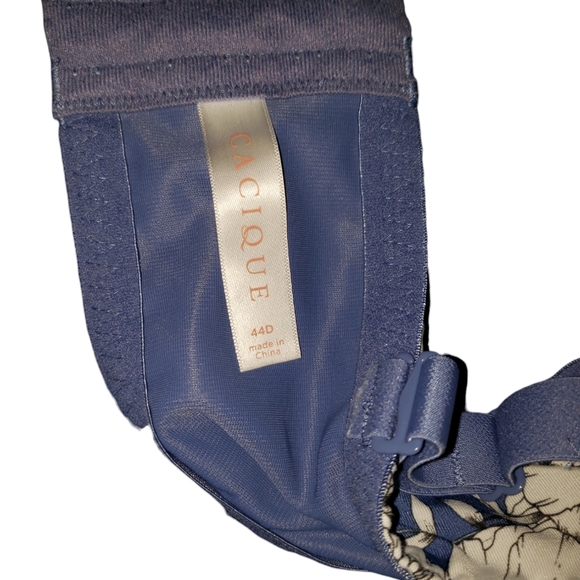 CACIQUE UPLIFT PLUNGE SIMPLY WIREFREE BLUE FLORAL T-SHIRT BRA 44D - Picture 5 of 5